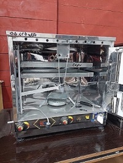 تنورگازی دوسینی استیل دارای تایمر و جوجه گردان + چدن 38 (کد674)